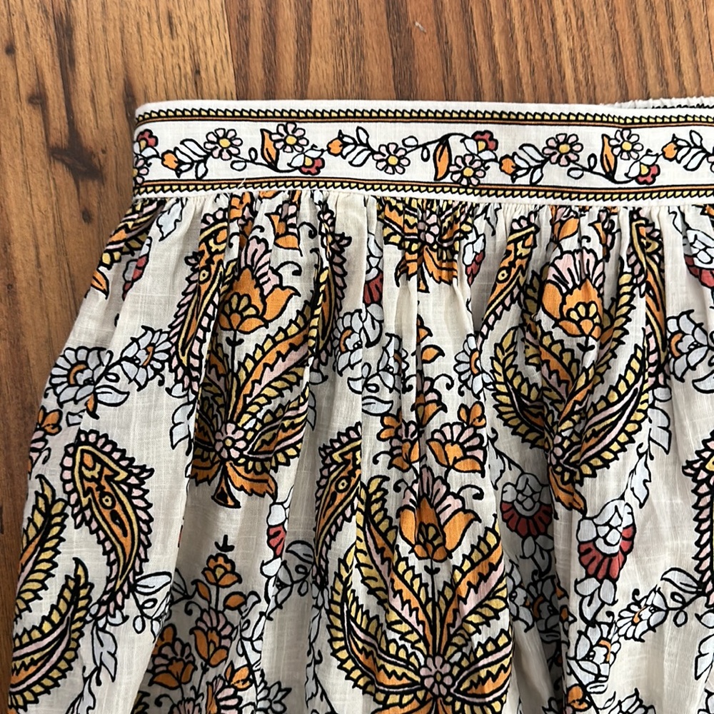 Max Studio Floral Paisley Midi Skirt - Cream and Orange